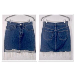 Madewell Stretch Denim Straight Mini Skirt: Step-Hem Edition Sz 25 Cotton Blend